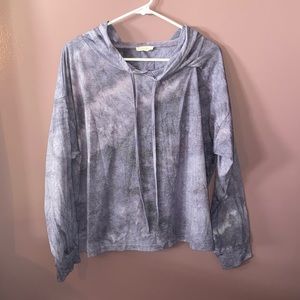 Purple tie dye long sleeved crop shirt.